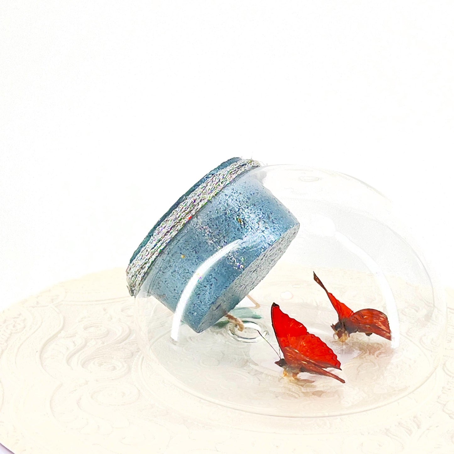 Droplet | Tabletop Wall Hanging | Double Red Glider | Africa | Flutter by Katie | Butterfly Sculpture Art | Butterfly Display | Glass Bubble