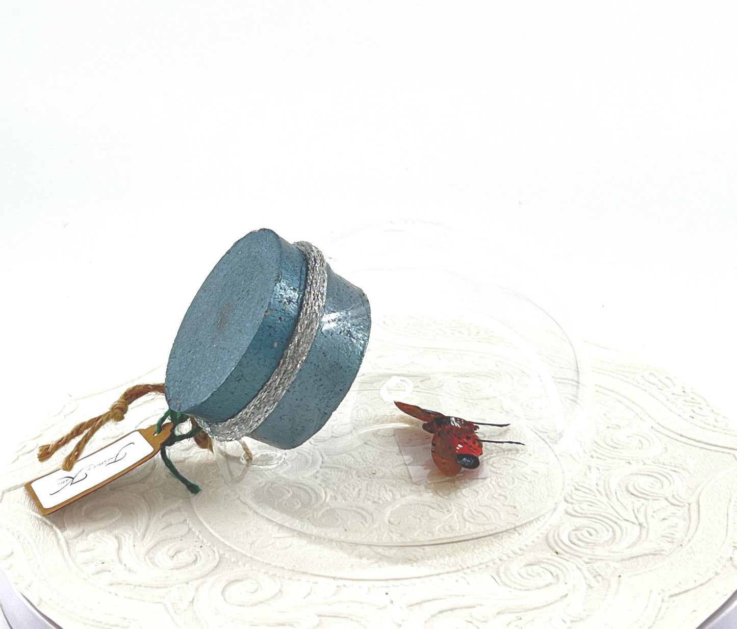 Droplet | Tabletop Wall Hanging | Spotted Lanternfly | Red Black | Flutter by Katie | Butterfly Sculpture Art Display | Glass Bubble | USA