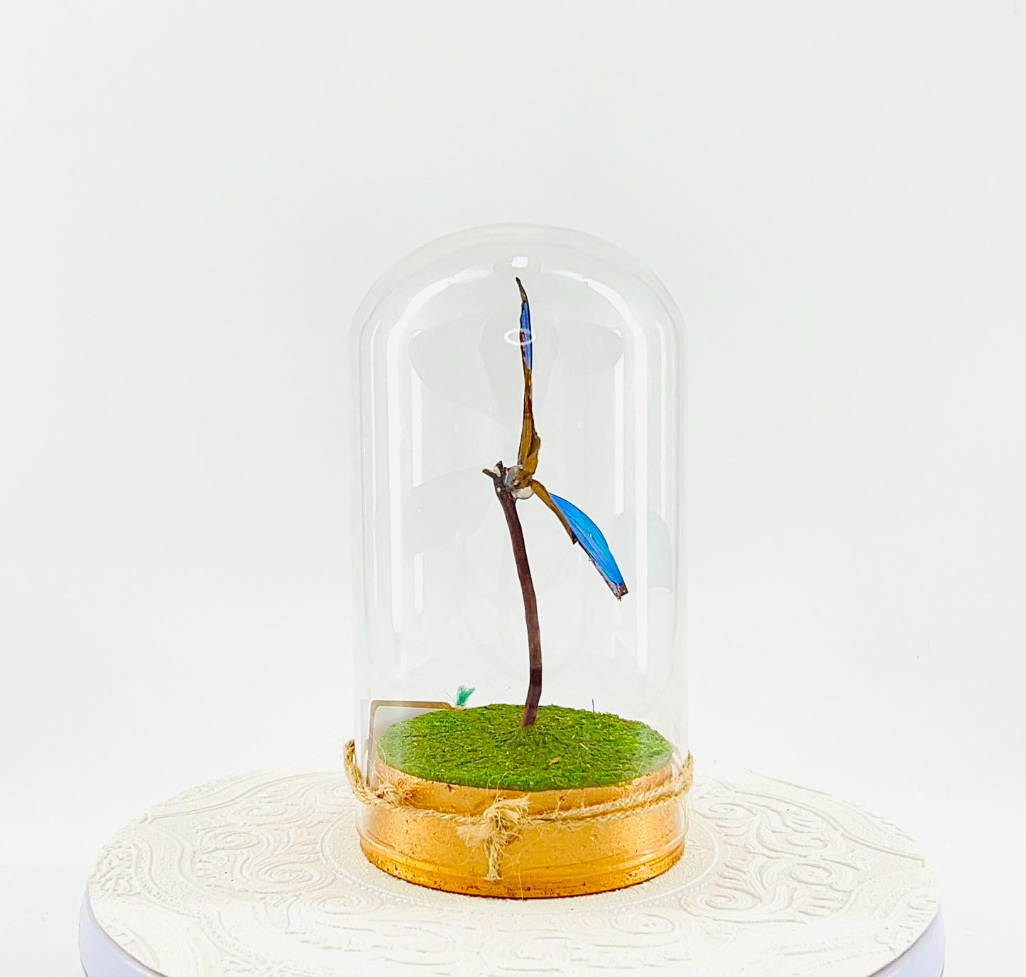 Large Pendant | Hang or Tabletop Centerpiece | Blue Morpho | Irridescent | Flutter by Katie Butterfly Sculpture Art | Home Decor | Guyana