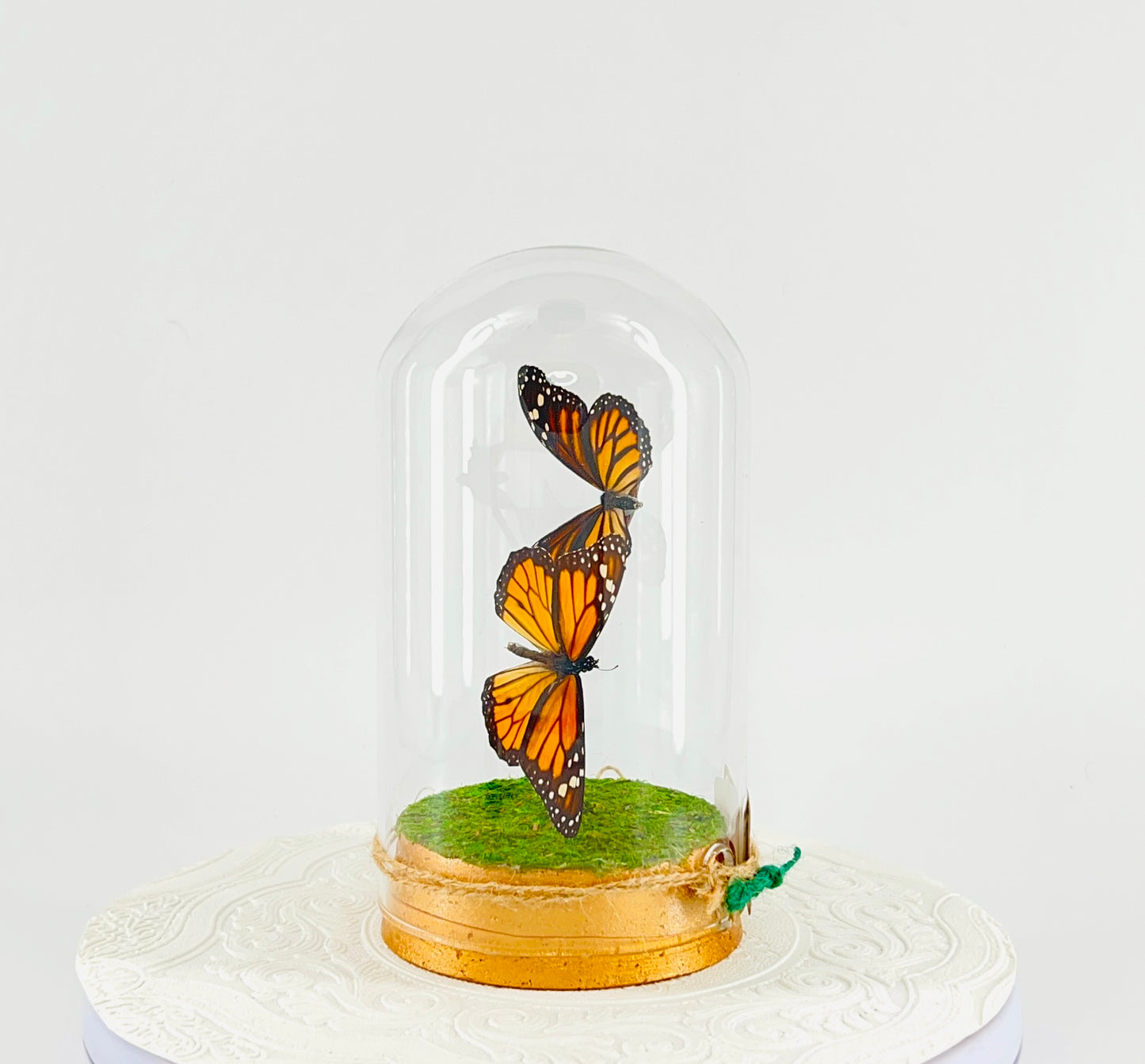 Large Pendant | Hanging or Tabletop Display | Double Monarch | Centerpiece | Orange Black | Flutter by Katie Butterfly Sculpture Art | North America