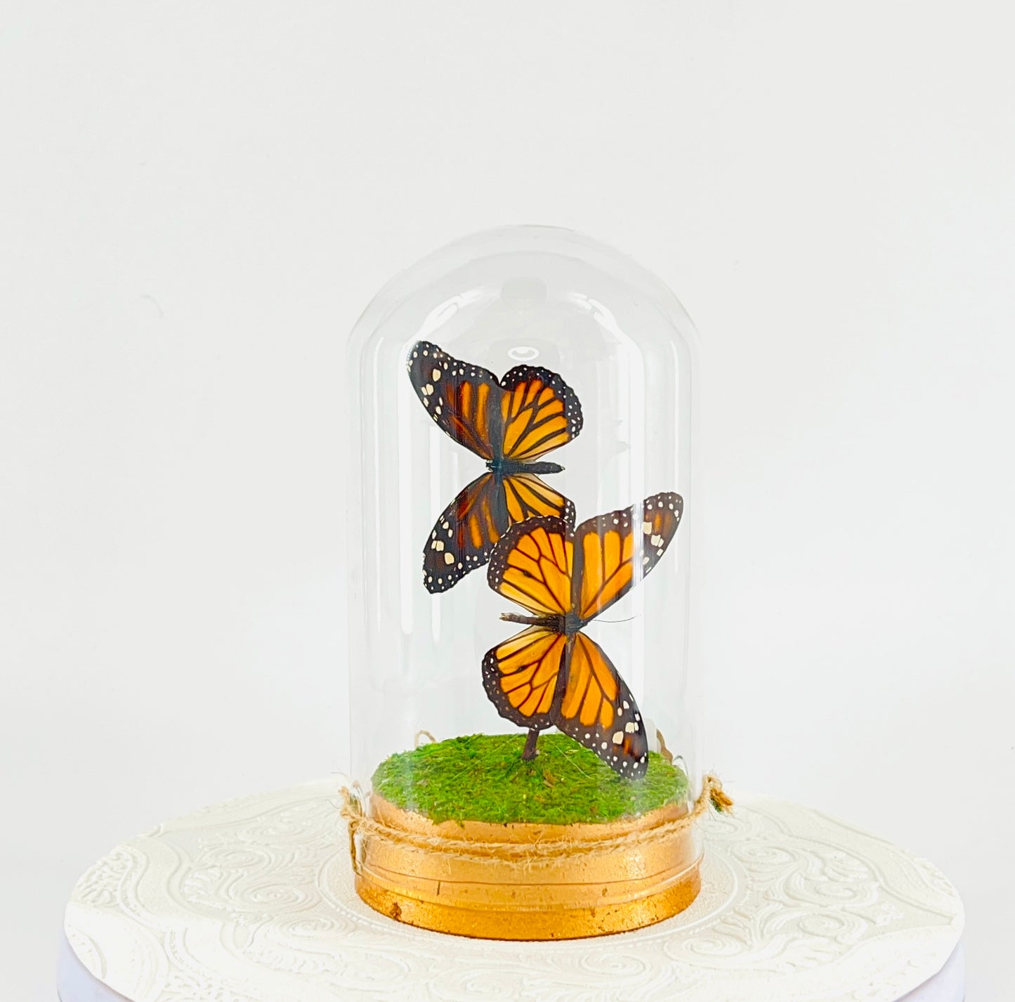 Large Pendant | Hanging or Tabletop Display | Double Monarch | Centerpiece | Orange Black | Flutter by Katie Butterfly Sculpture Art | North America