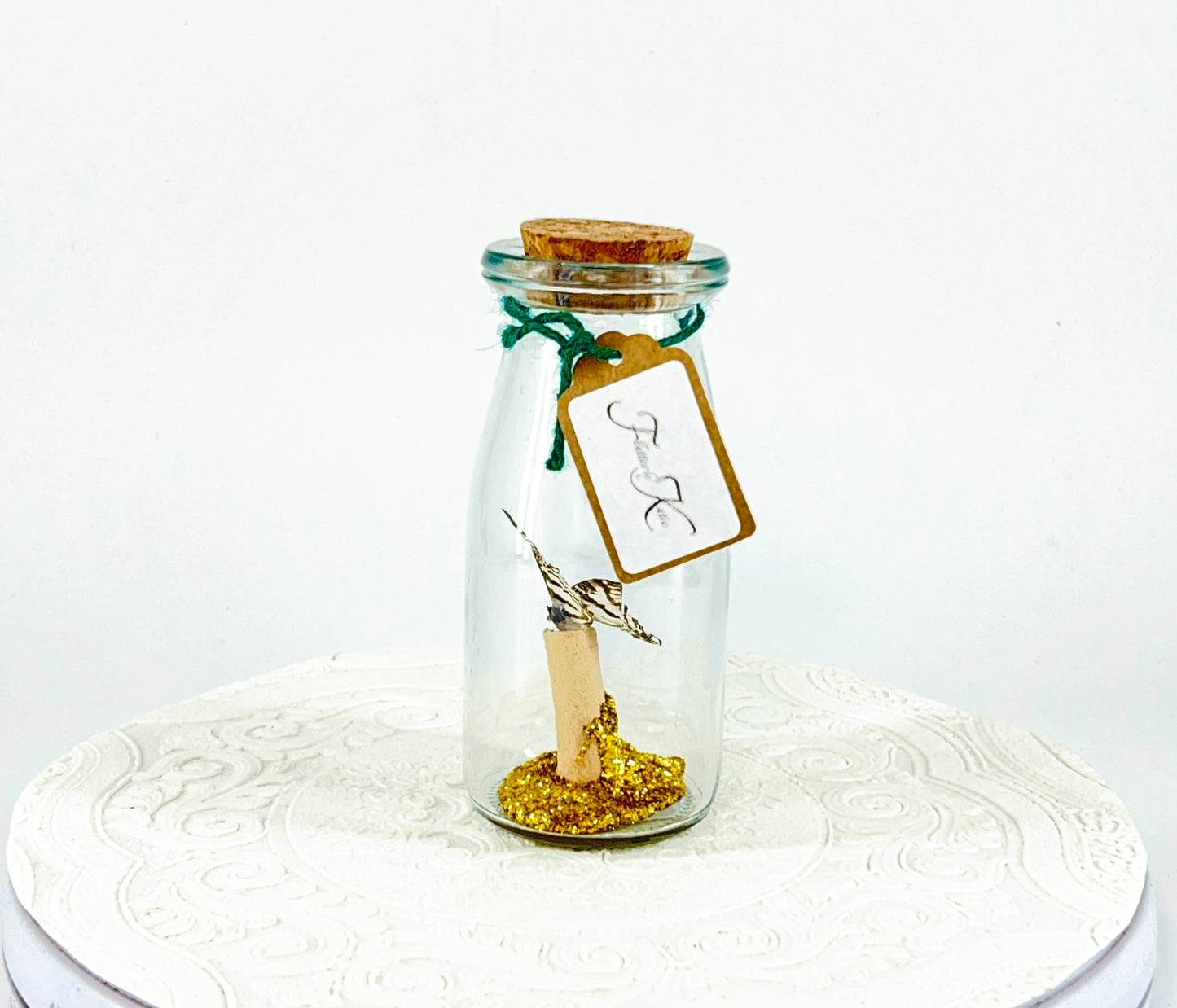 Accent Jar | African Map Butterfly | Brown White Stripes | Tabletop Display
