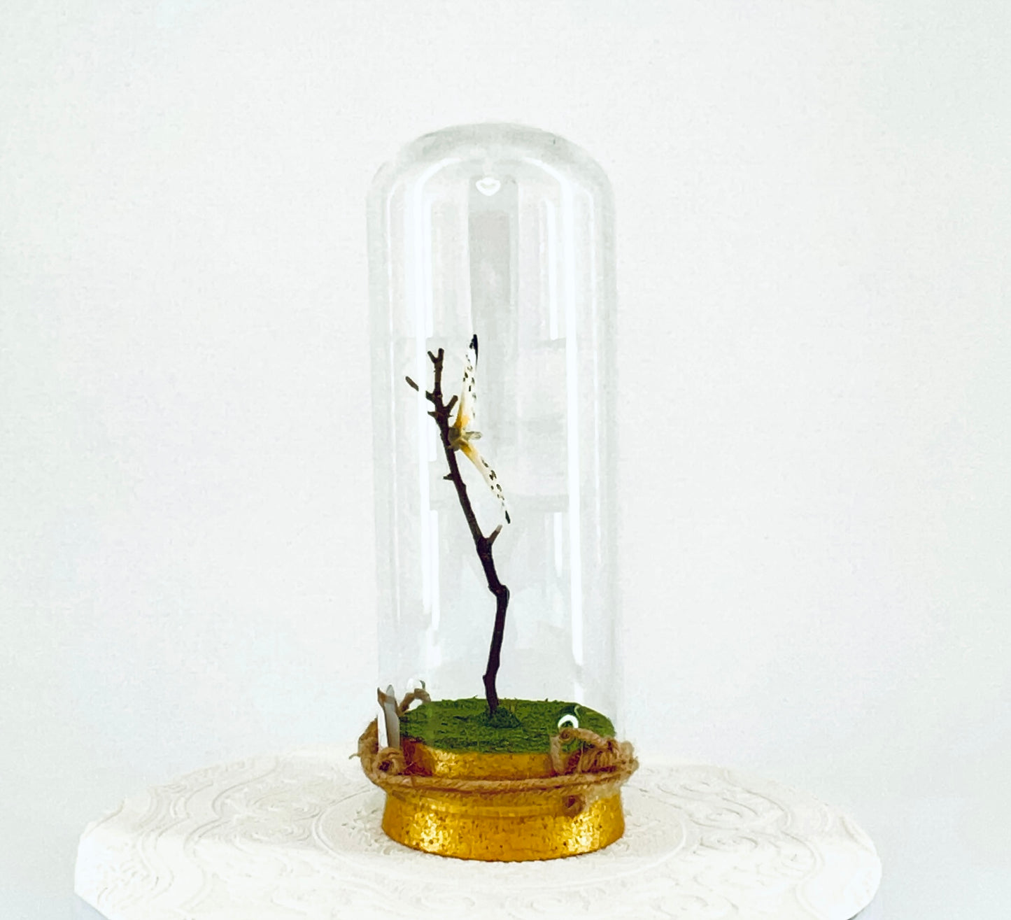 Pendant | Calypso Butterfly | White w/ Black Spots | Tabletop or Hanging Display
