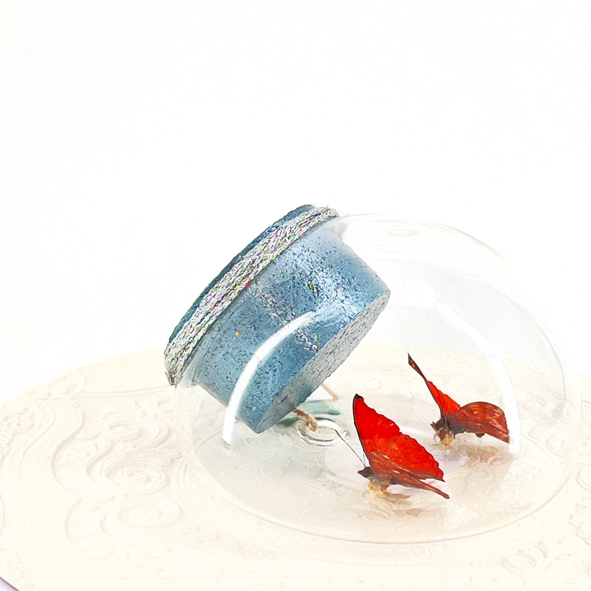 Droplet | Tabletop Wall Hanging | Double Red Glider | Africa | Flutter by Katie | Butterfly Sculpture Art | Butterfly Display | Glass Bubble