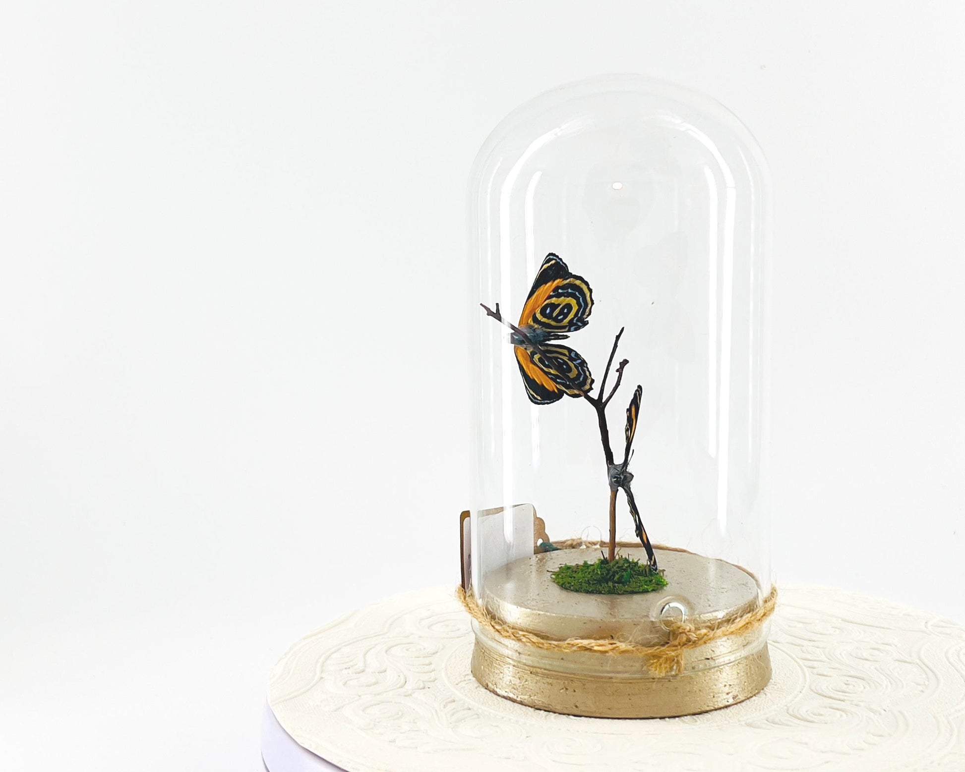 Large Pendant | Double Blue Lights | Blue Yellow | Flutter by Katie | Butterfly Sculpture Art | Handmade | Home Decor | Peru South America