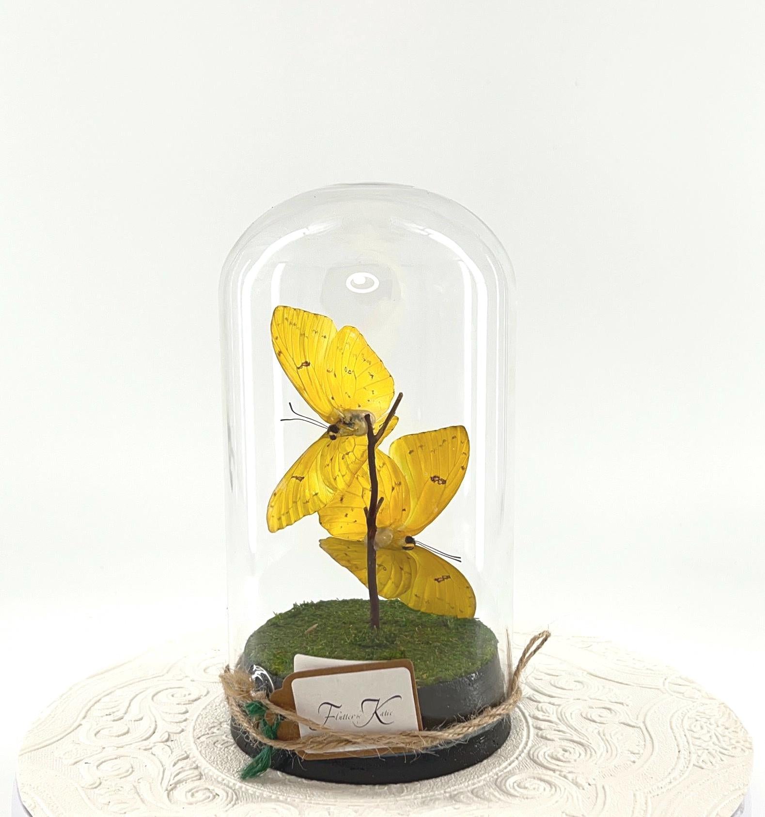 Large Pendant | Hang or Tabletop Centerpiece | Double Orange-barred Sulphur | Yellow | Flutter by Katie Butterfly Sculpture Art | N America