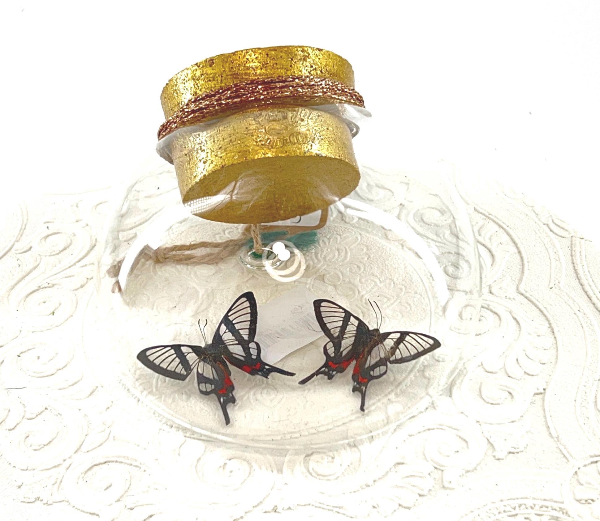 Droplet | Tabletop Wall Hanging | Double Invisible Angel | Black | Flutter by Katie | Butterfly Sculpture Art Display| Glass Bubble | Brazil