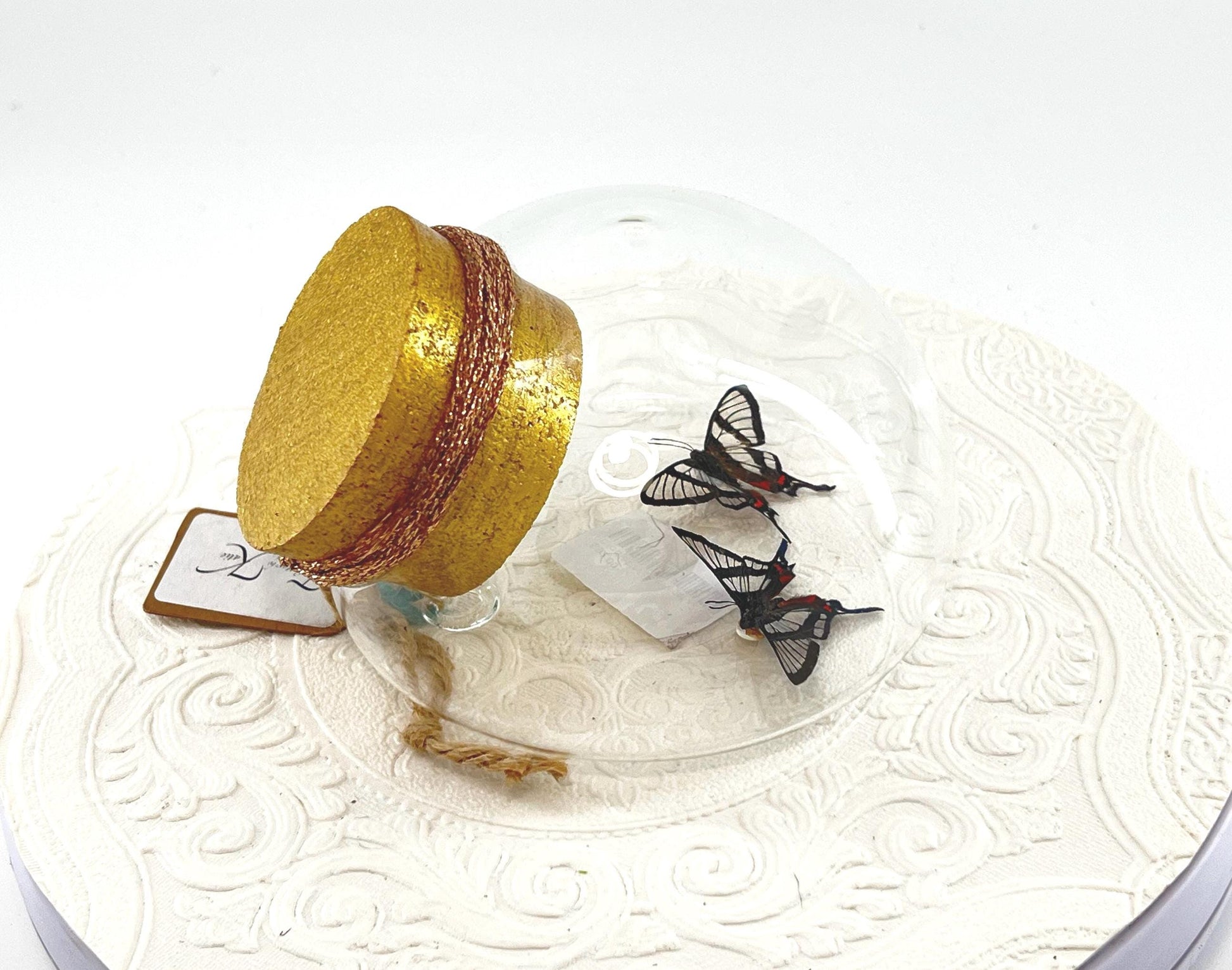 Droplet | Tabletop Wall Hanging | Double Invisible Angel | Black | Flutter by Katie | Butterfly Sculpture Art Display| Glass Bubble | Brazil
